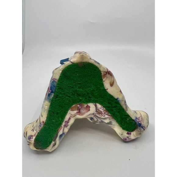 Vintage Decoupage Floral Ceramic Teddy Bear Figurine Flowers & Lace - Picture 3 of 8